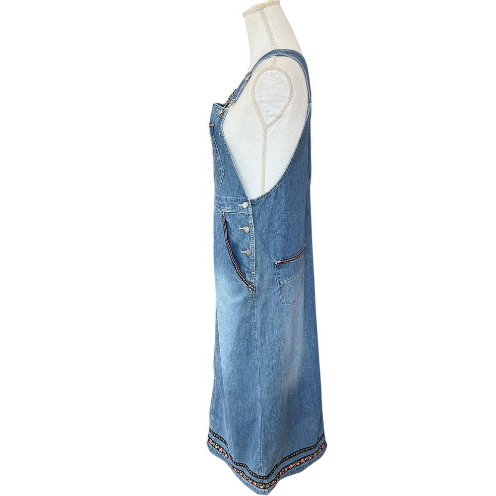 Warner Bros Studio Tweety Bird Rose Embroidered Denim Overall Maxi Dress XS NWT - Picture 10 of 10